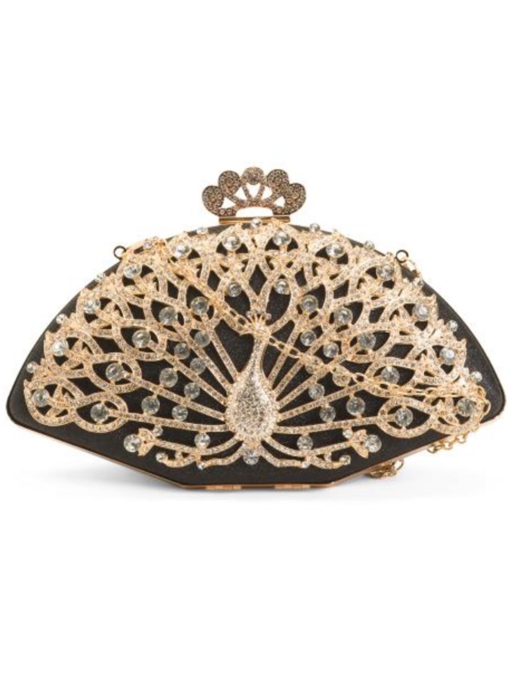 Natasha Gold Crystal Peacock Clutch Bag - Womens Evening Bag